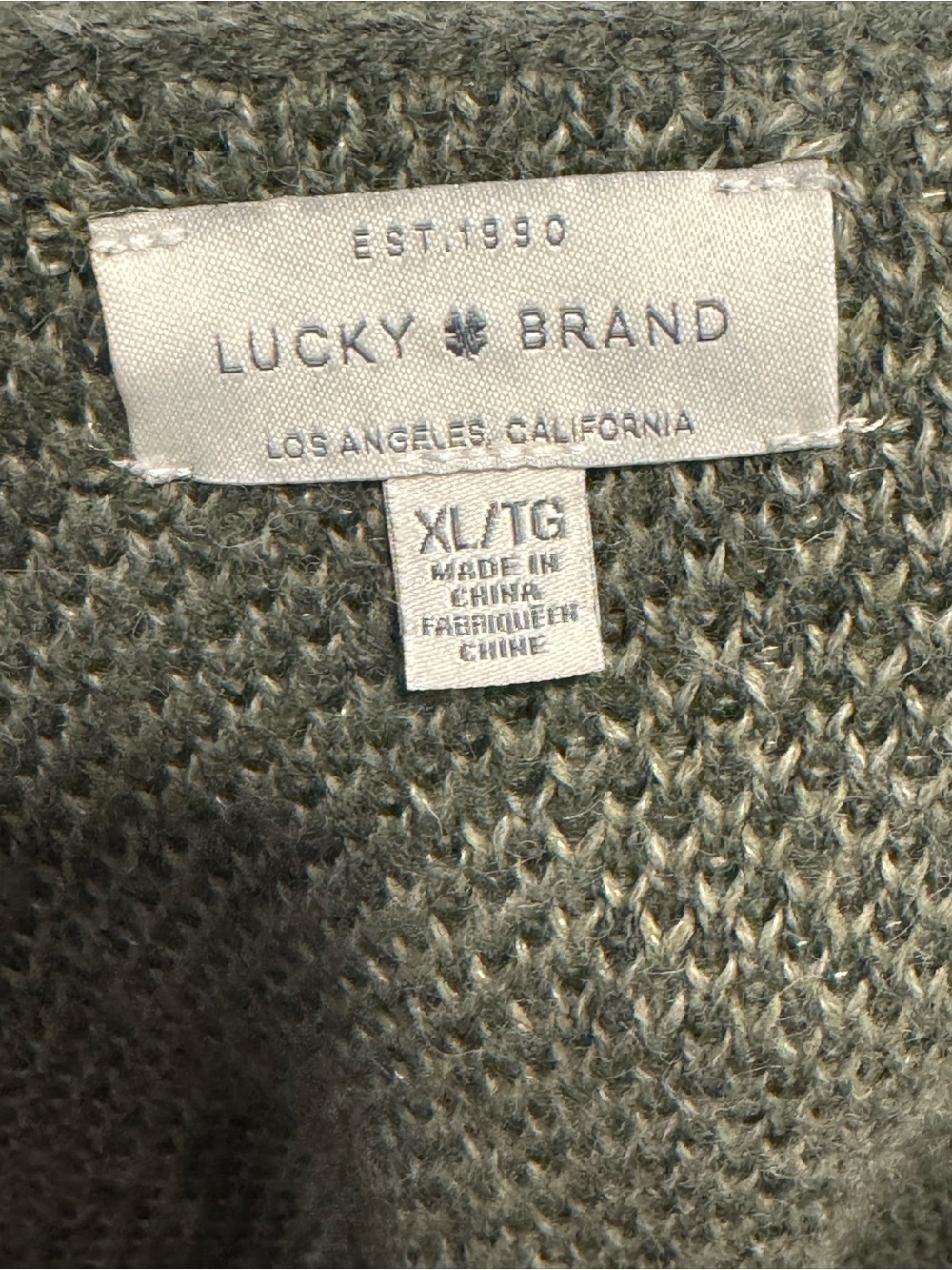 Lucky Brand Camo Cardigan Sweater Wool Blend Buttons Oversized V-Neck XL - Picture 5 of 6